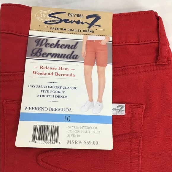 Seven7 Solid Red Weekend Bermuda Shorts - Picture 10 of 10